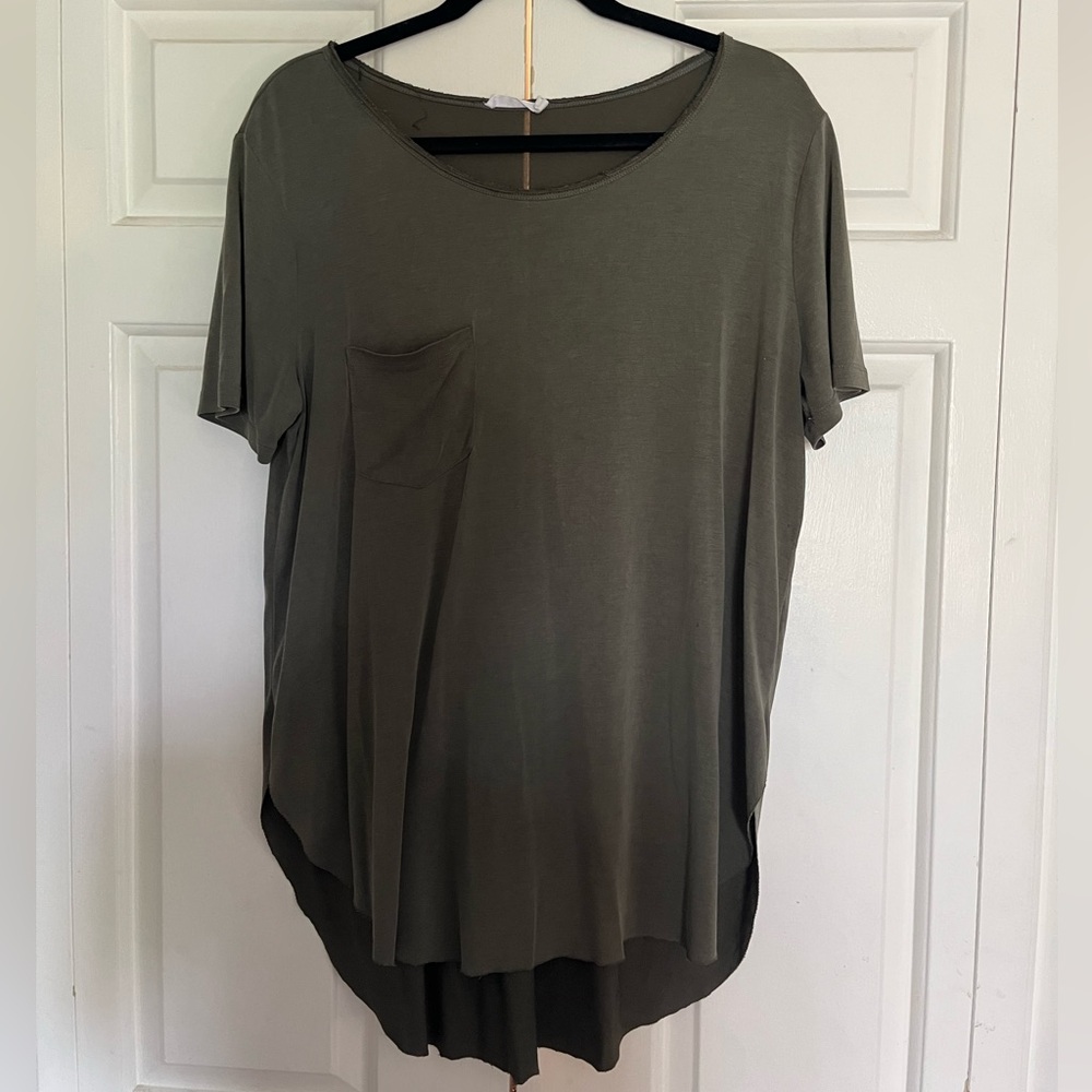 Super Soft Army Green Tee Shirt with shirt pocket!